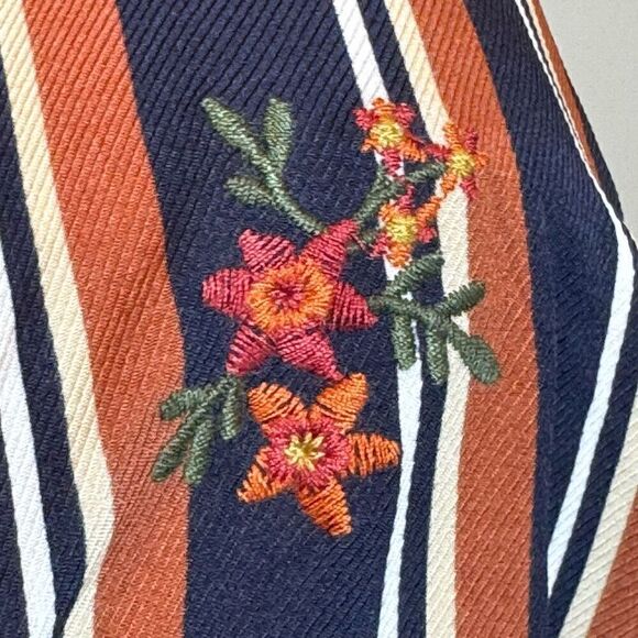 Miss Me NWT multi brown and navy striped long sleeve tunic blouse size L - Picture 16 of 16